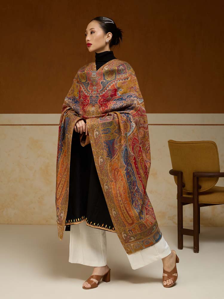 ImageRIti Vintage Paisley Kani Shawl – Kesari Multi