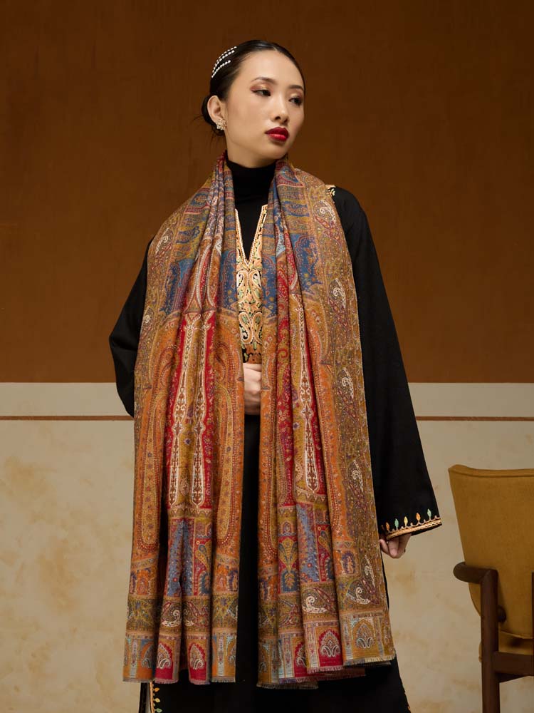 ImageRIti Vintage Paisley Kani Shawl – Kesari Multi