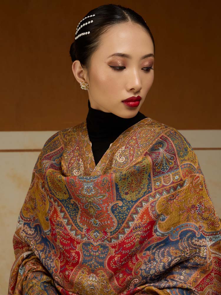 ImageRIti Vintage Paisley Kani Shawl – Kesari Multi