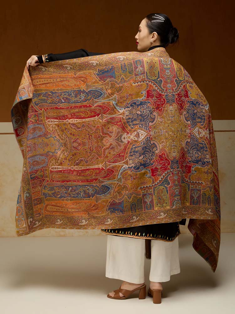 ImageRIti Vintage Paisley Kani Shawl – Kesari Multi