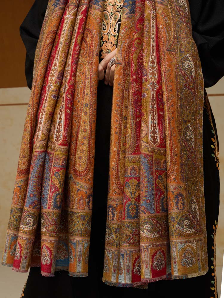 ImageRIti Vintage Paisley Kani Shawl – Kesari Multi