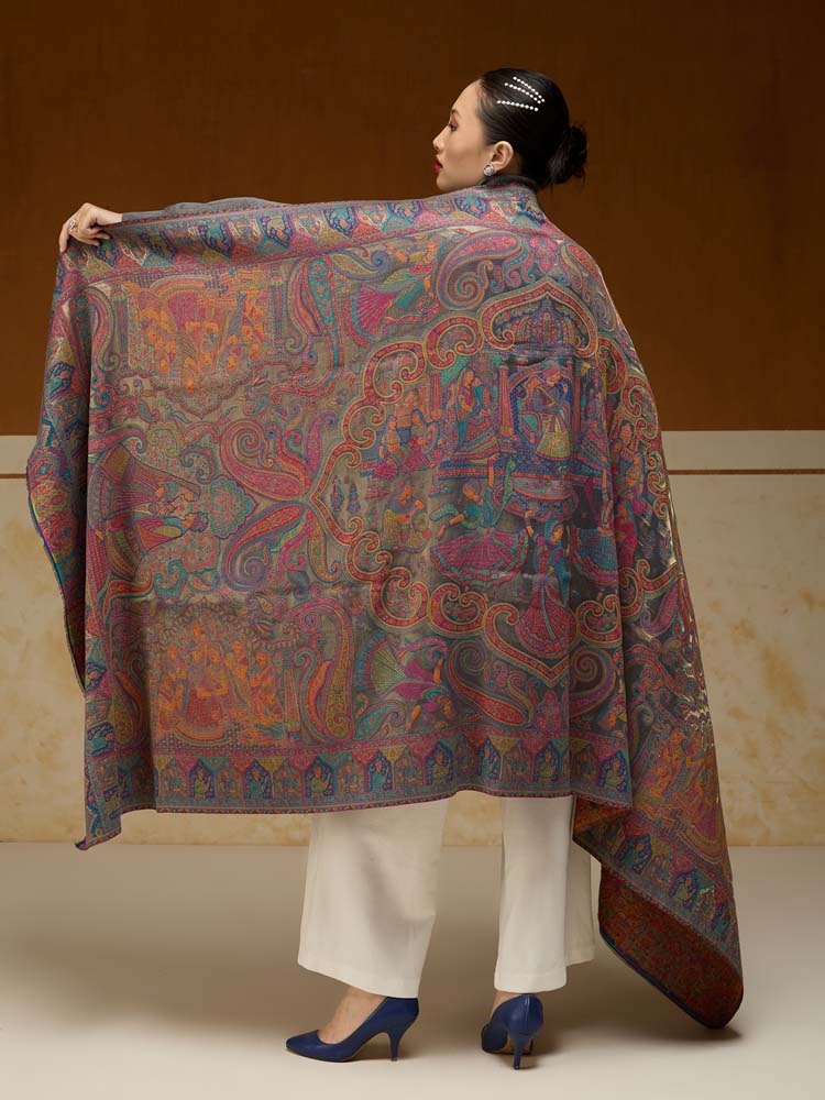 ImageJashn-e-Zari Kalamkari Shawl – Ember Gold