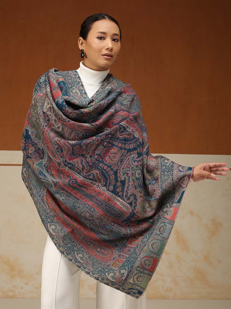 ImageRIti Vintage Paisley Kani Shawl – Peacock Multi
