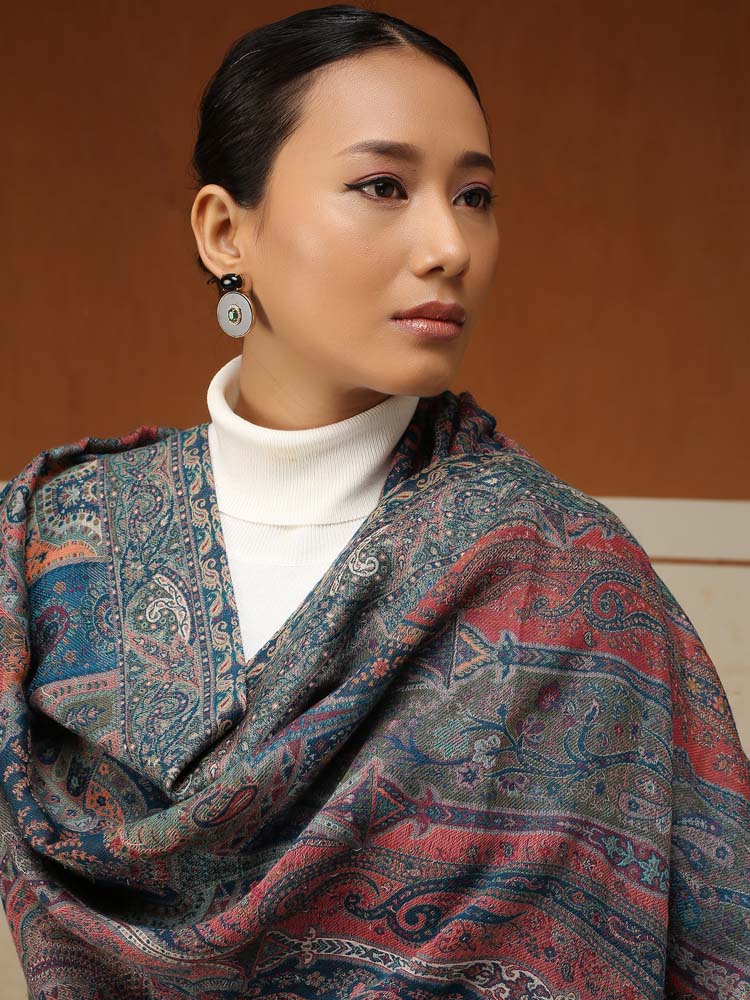 ImageRIti Vintage Paisley Kani Shawl – Peacock Multi