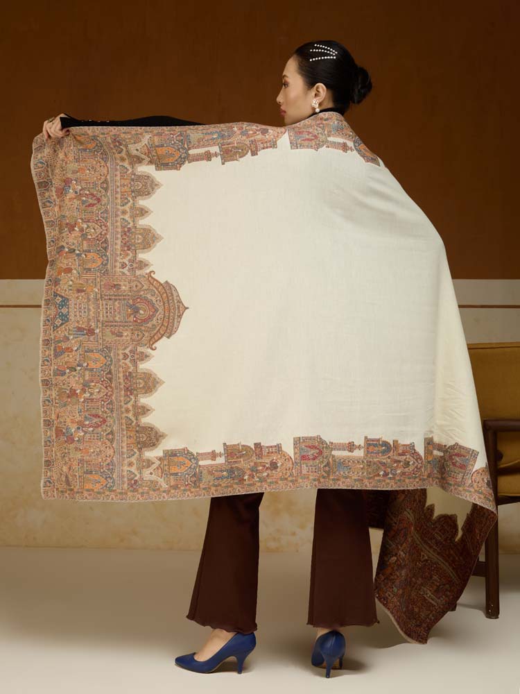 ImageDarbār Daur Kani Wool Shawl – Antique White
