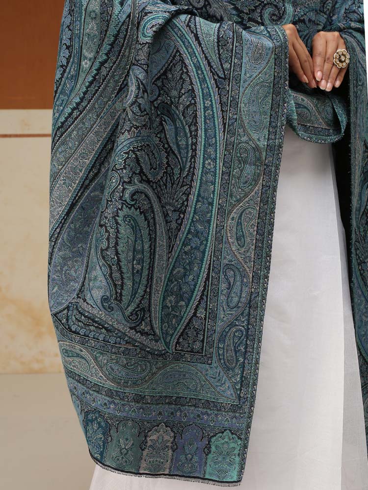 ImageEimaan Paisley Kalamkari Shawl – Opal Teal