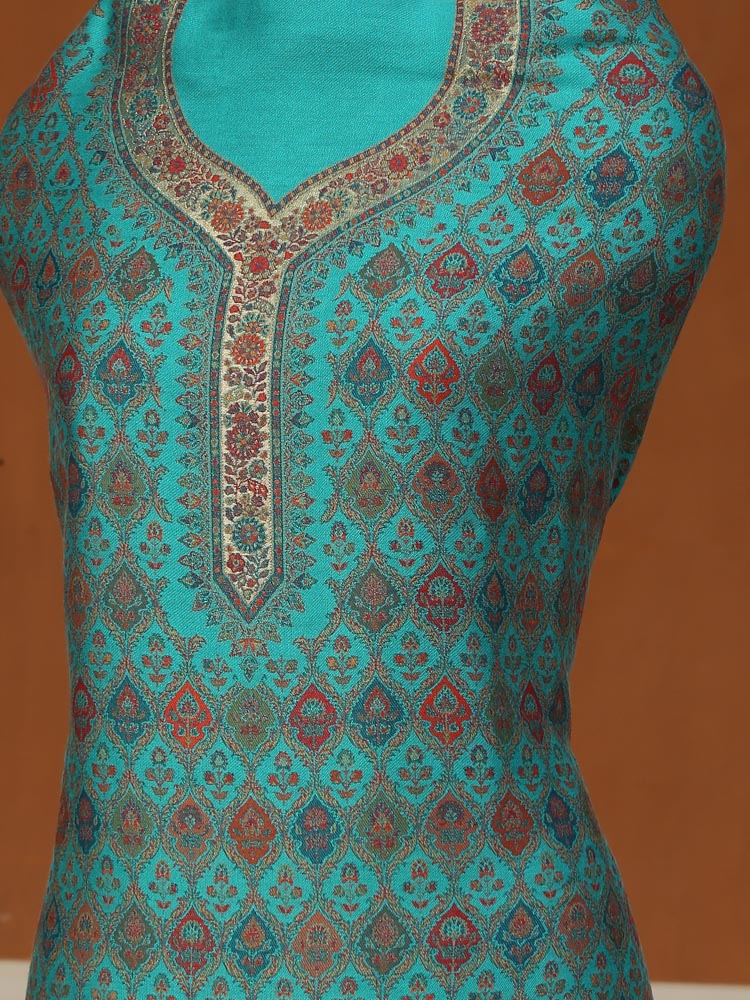 ImageAmbi Bahaar Kani Woolen Suit Set – Firozi Blue