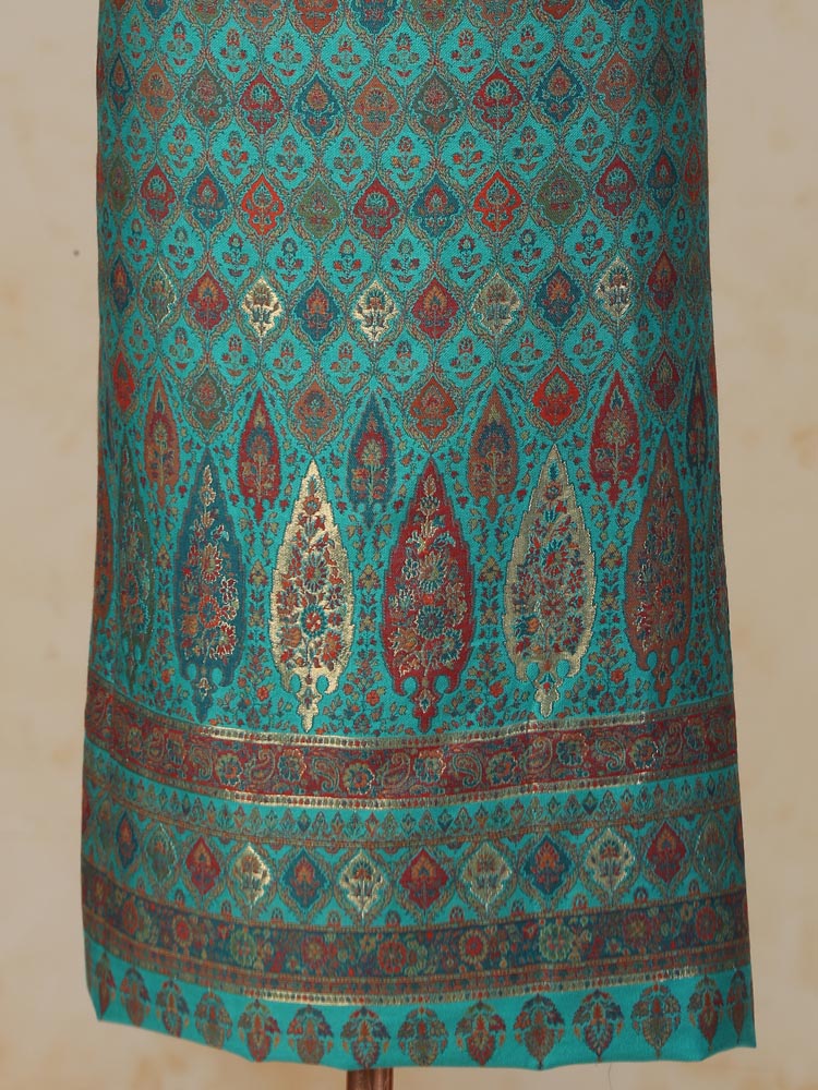 ImageAmbi Bahaar Kani Woolen Suit Set – Firozi Blue