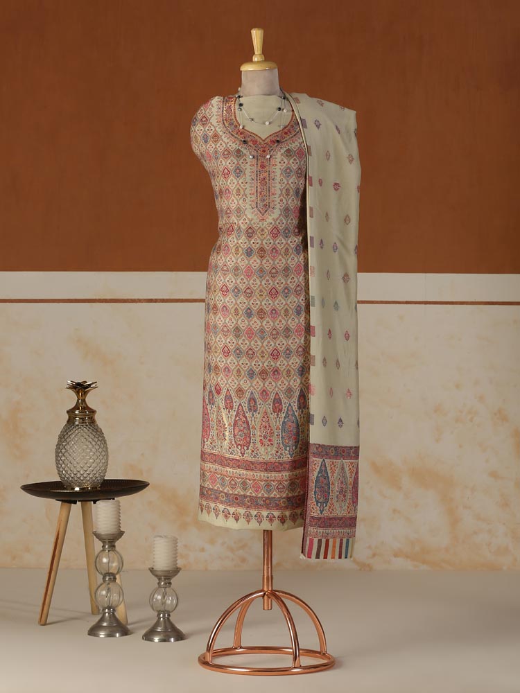ImageAmbi Bahaar Kani Woolen Suit Set – Fawn Beige