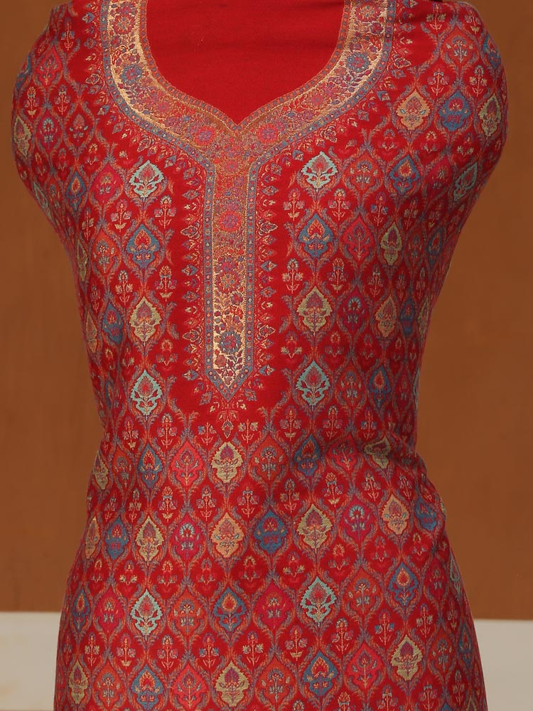 ImageAmbi Bahaar Kani Woolen Suit Set – Tomato Red