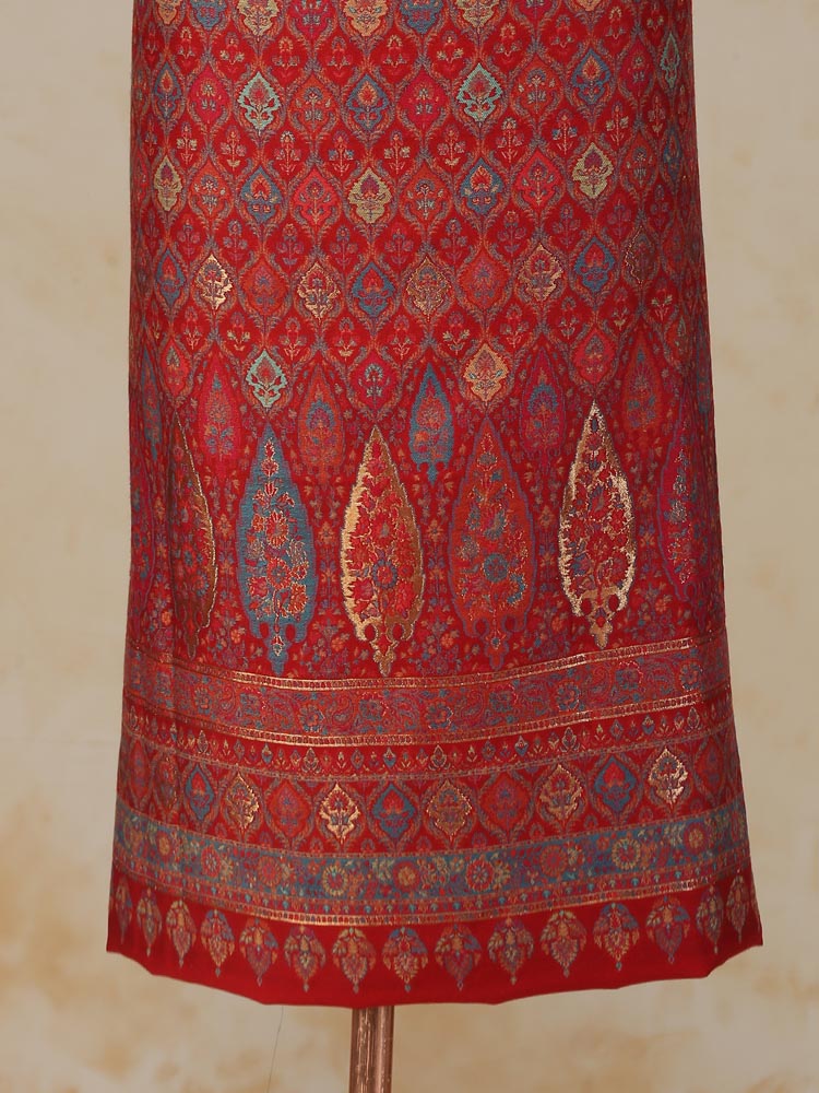 ImageAmbi Bahaar Kani Woolen Suit Set – Tomato Red