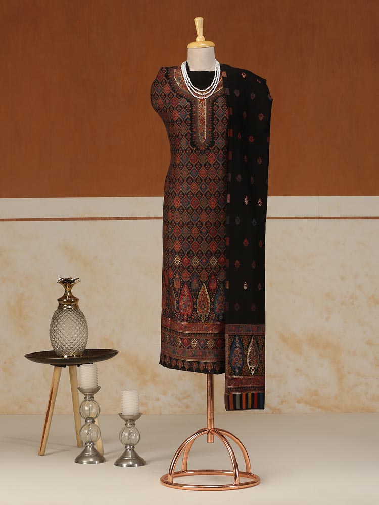 Ambi Bahaar Kani Woolen Suit Set - Antique Black