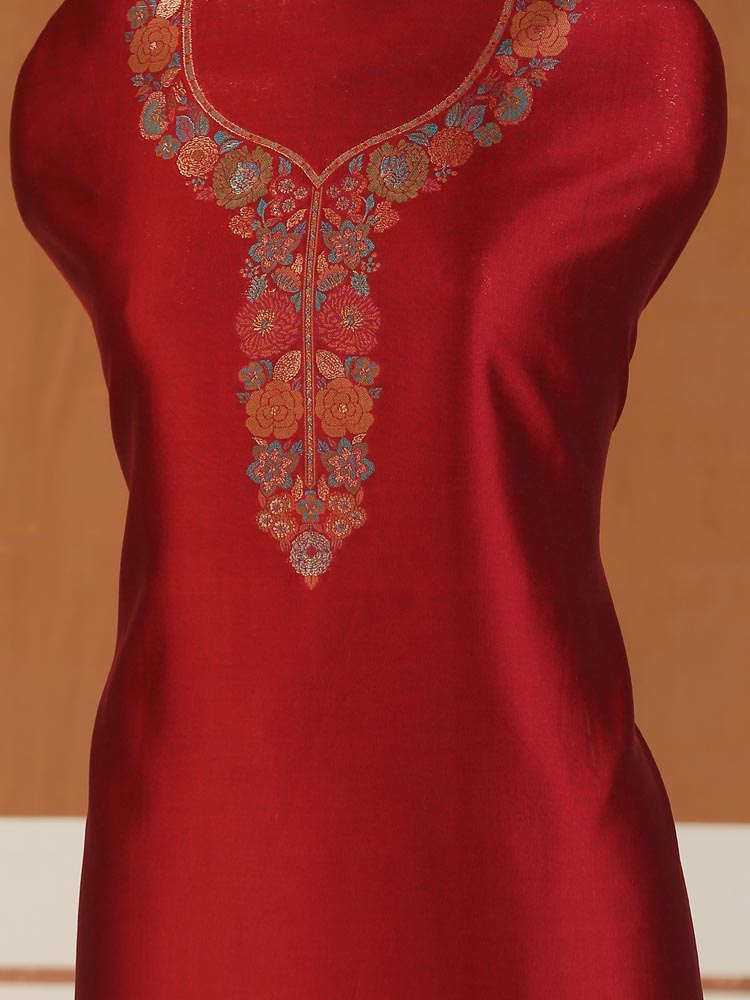 ImageKinari Gul Lux Silk Suit Set – Maroon Red