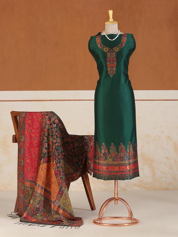 Kinari Gul Lux Silk Suit Set - Dil Green
