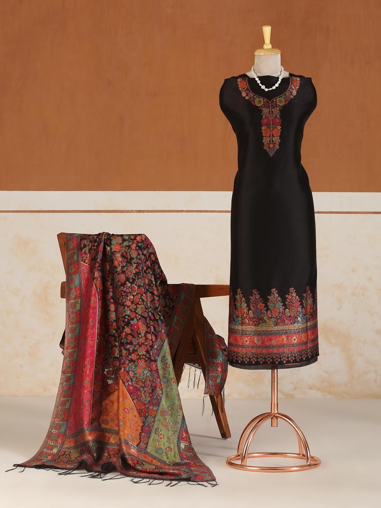 Kinari Gul Lux Silk Suit Set - Heritage Black