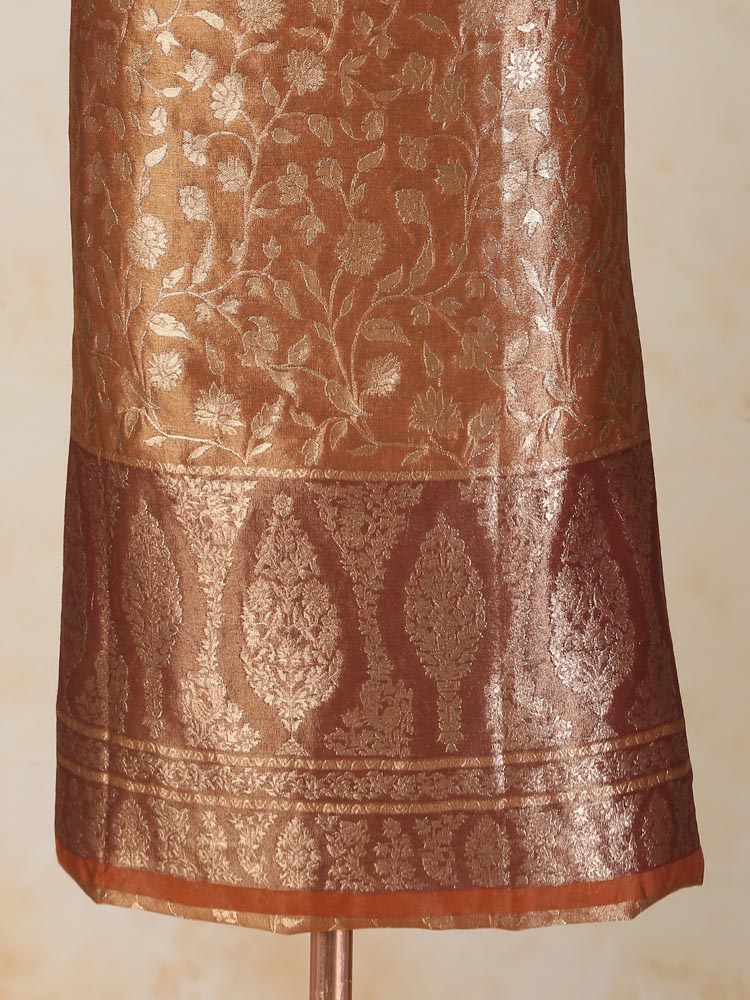 ImageSwarna Jaal Kani Silk Suit Fabric – Espresso Brown
