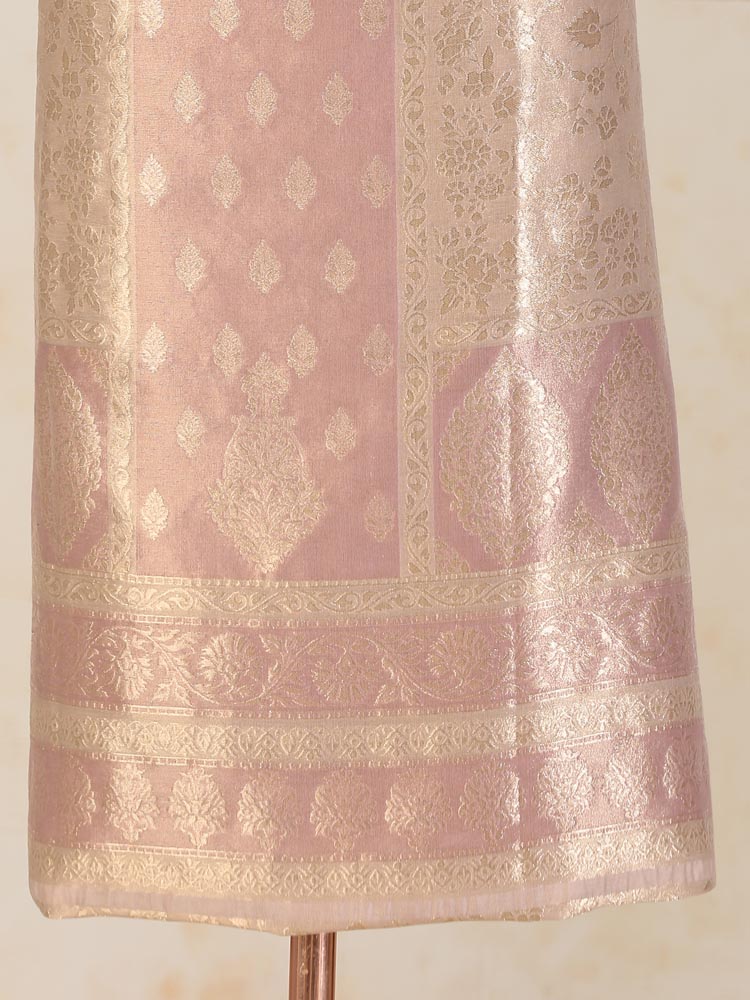ImageSwarna Jaal Kani Silk Suit Fabric – Rose Gold