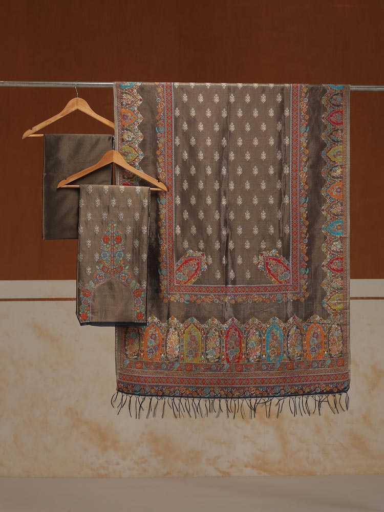 ImageShehzaadi Bagh Kani Silk Suit – Copper Multi