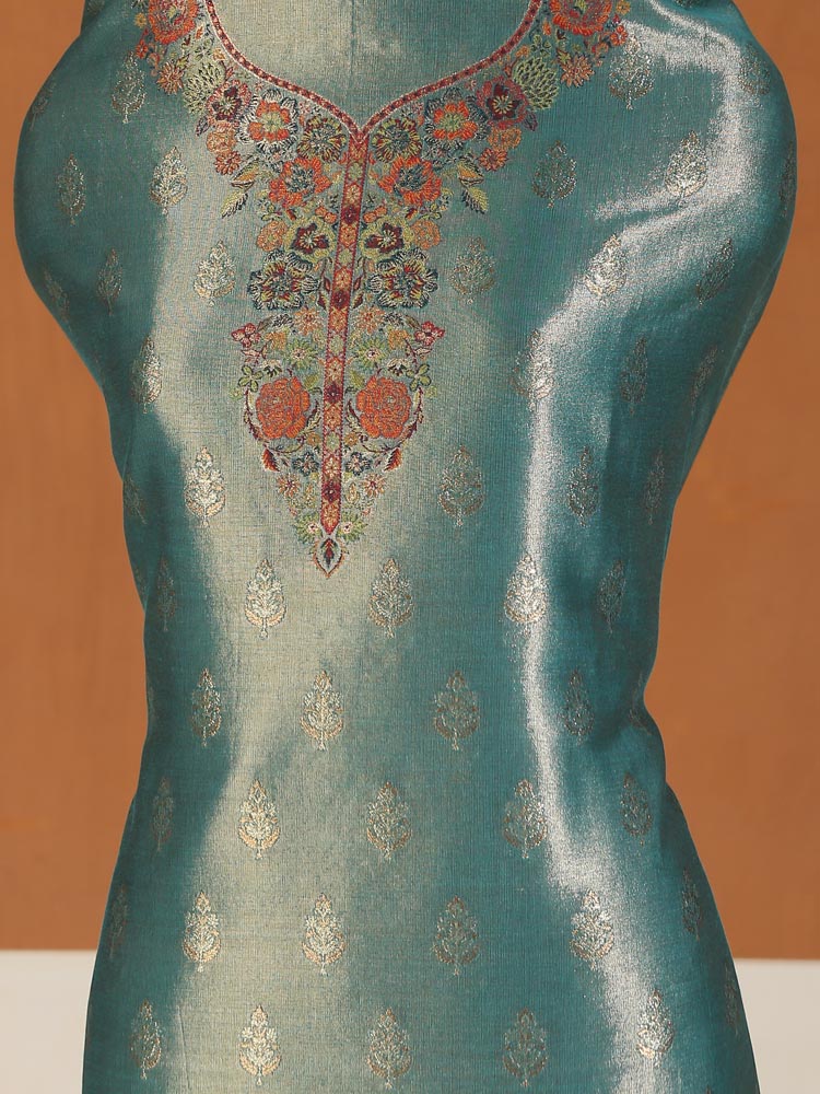 ImageShehzaadi Bagh Kani Silk Suit – Turquoise Multi