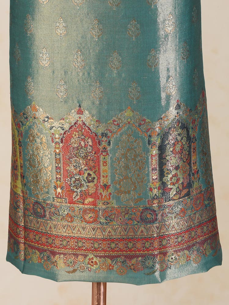 ImageShehzaadi Bagh Kani Silk Suit – Turquoise Multi