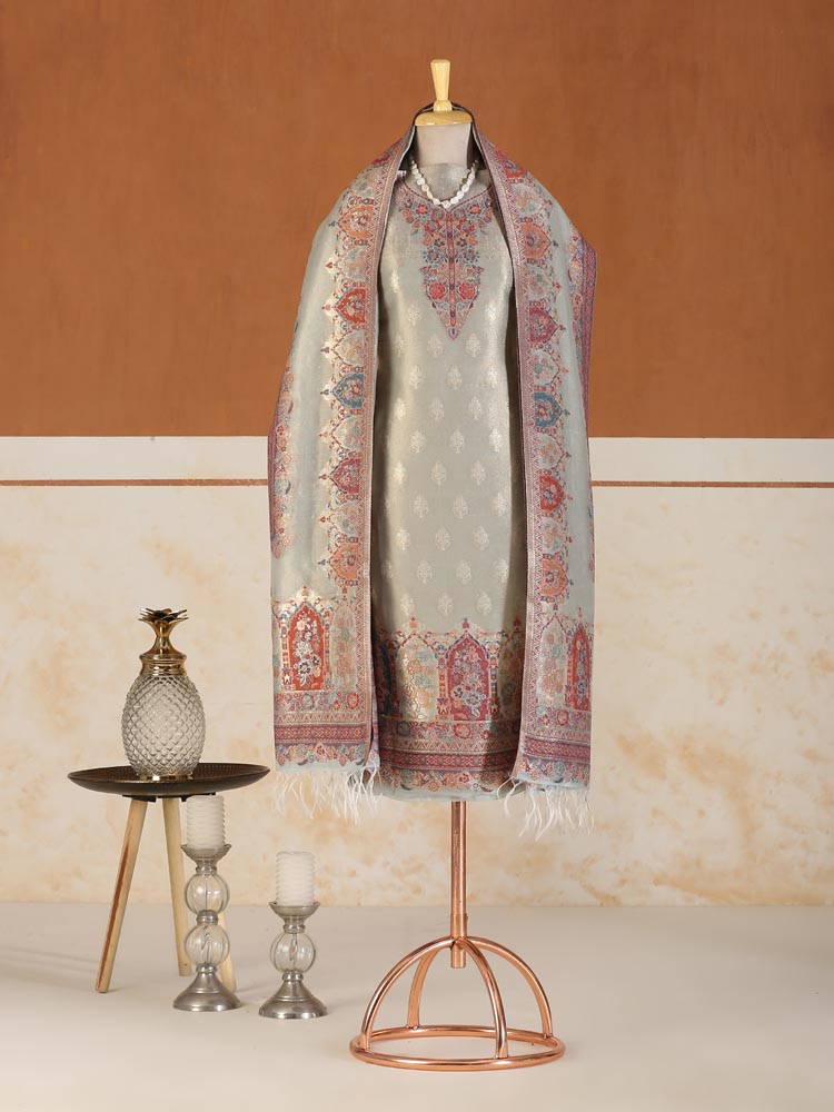Shehzaadi Bagh Kani Silk Suit - Cloud Beige