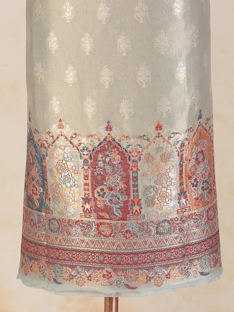 ImageShehzaadi Bagh Kani Silk Suit – Cloud Beige