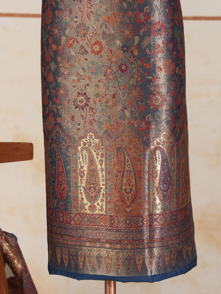 ImageEimaan Paisley Kani Silk Suit Fabric – Fossil, Multi