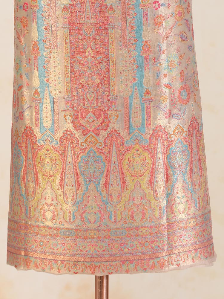 ImageEimaan Paisley Kani Silk Suit Fabric – Gold, Beige