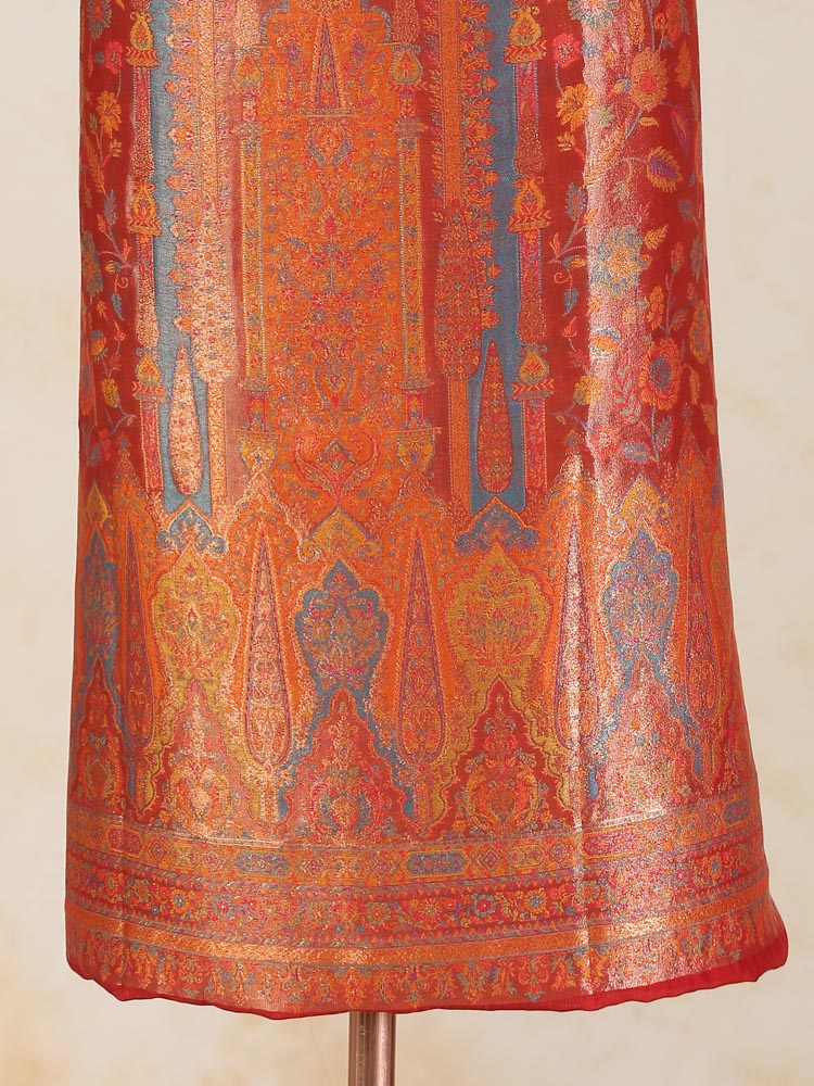 ImageEimaan Paisley Kani Silk Suit Fabric – Surkh Red