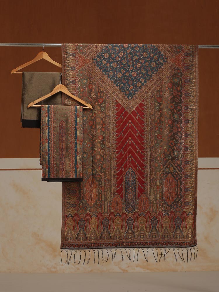 ImageEimaan Paisley Kani Silk Suit Fabric – Medallion Gold