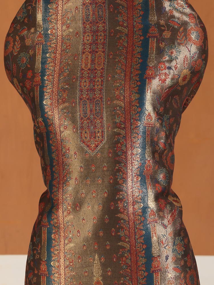 ImageEimaan Paisley Kani Silk Suit Fabric – Medallion Gold