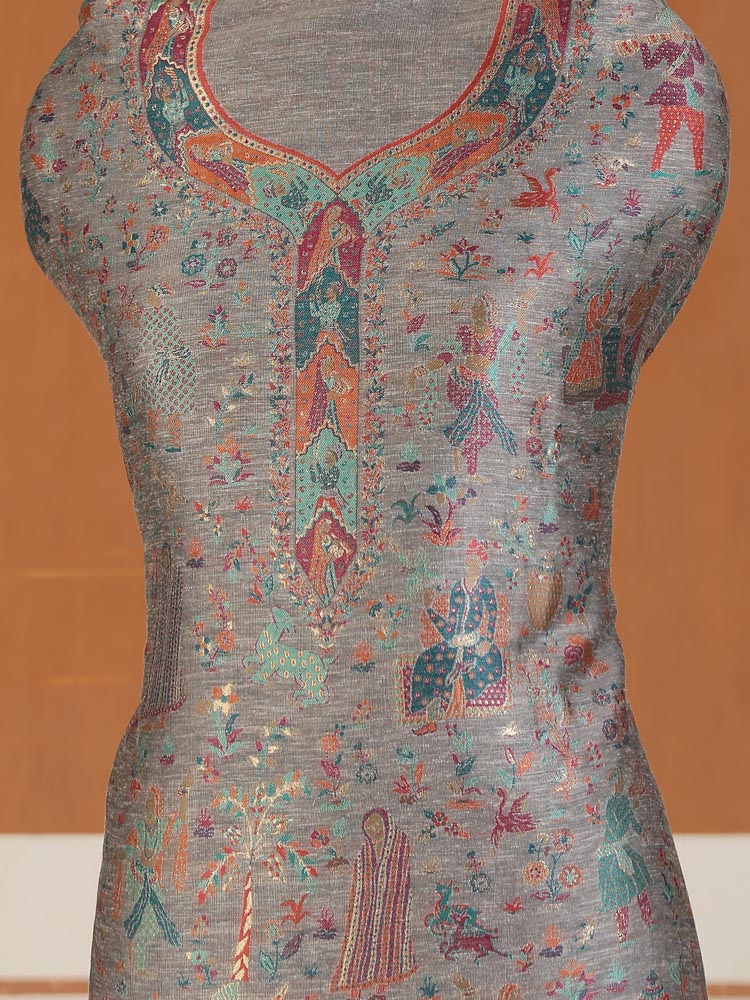 ImageJashn Buteh Unstitched Suit Fabric – Iron Grey