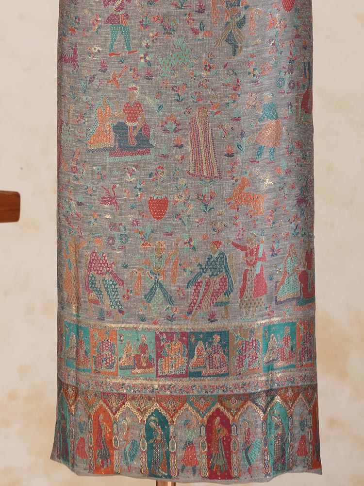 ImageJashn Buteh Unstitched Suit Fabric – Iron Grey