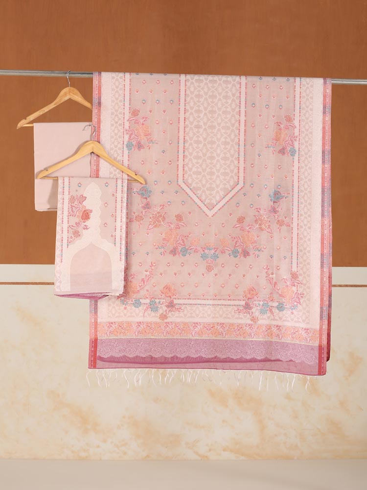 ImageGulzār Chanderi Cotton Silk Suit Fabric – Rose Pink