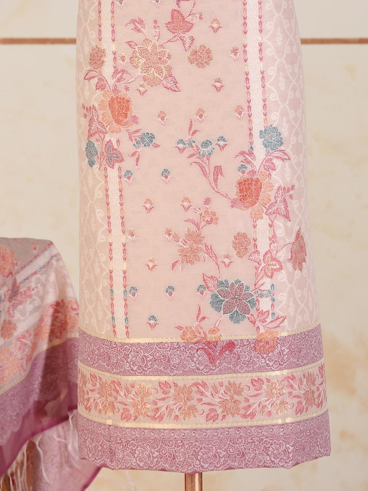 ImageGulzār Chanderi Cotton Silk Suit Fabric – Rose Pink