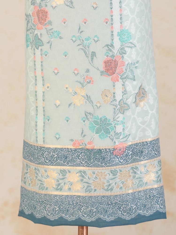 ImageGulzār Chanderi Cotton Silk Suit Fabric – Mint Blue