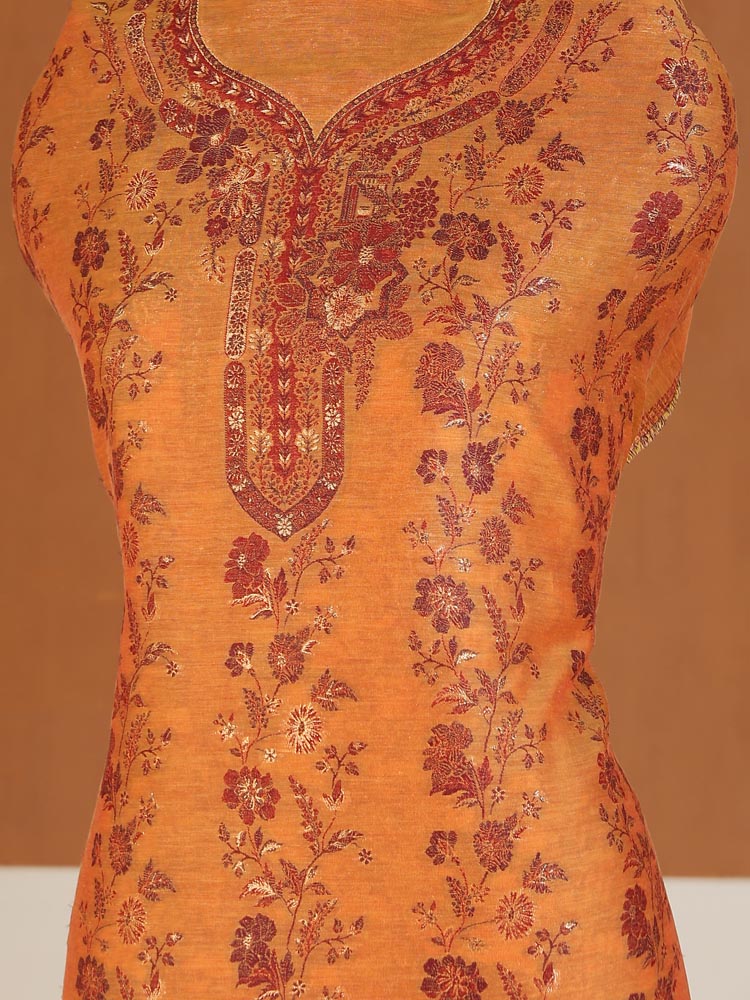 ImageRoshan Rangrez Kani Unstitched Suit – Marmalade Orange