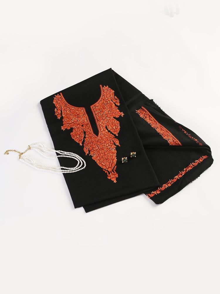 Ari Hand Emb Wool Suit Fabric - Siya Black