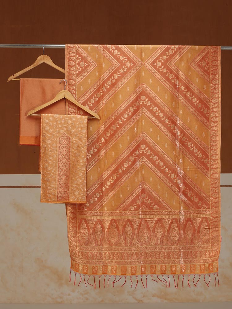 ImagePushp-Jaalika Silk Suit Fabric – Mustard Gold