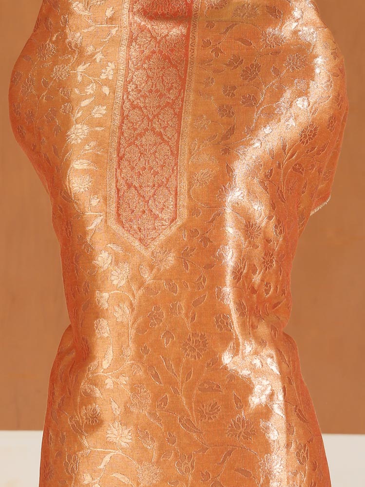 ImagePushp-Jaalika Silk Suit Fabric – Mustard Gold