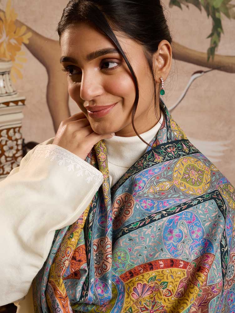 ImageRangruba Pashmina Kalamkari Stole – Multi