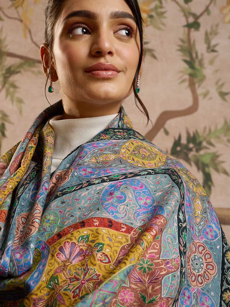 ImageRangruba Pashmina Kalamkari Stole – Multi