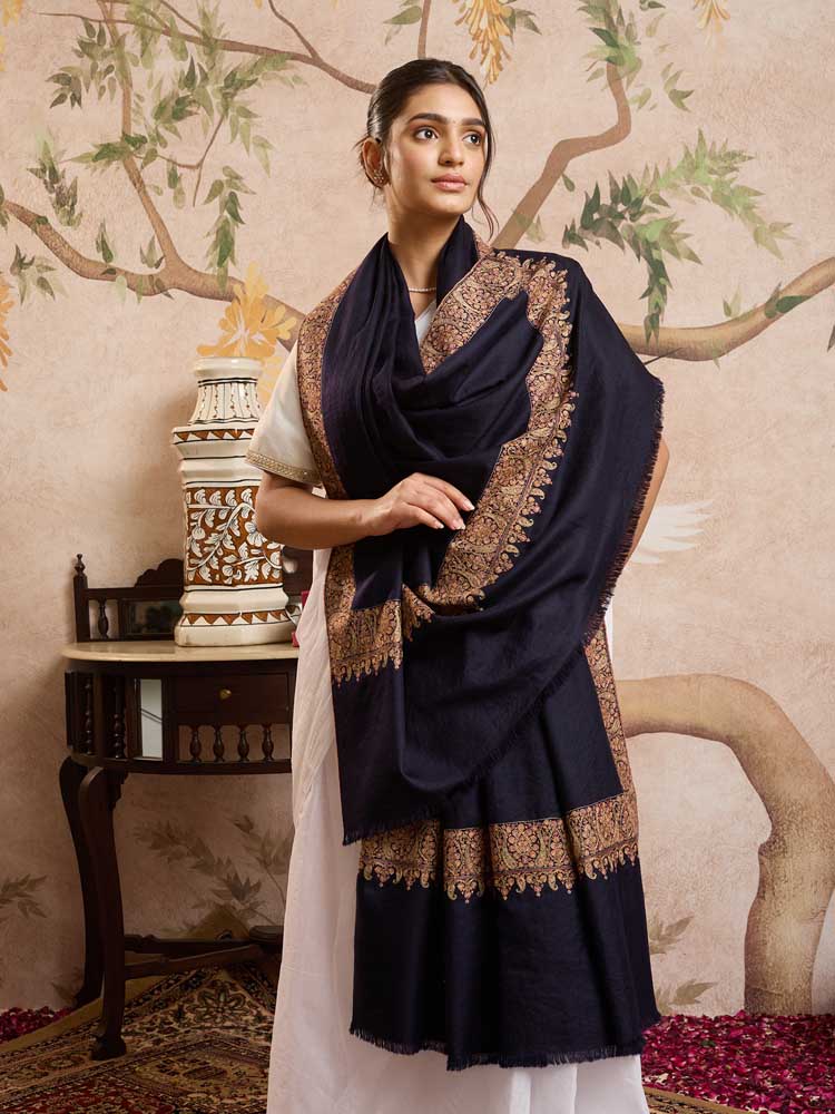 ImageHandloom Pashmina Baledaar Shawl – Eclipse Black