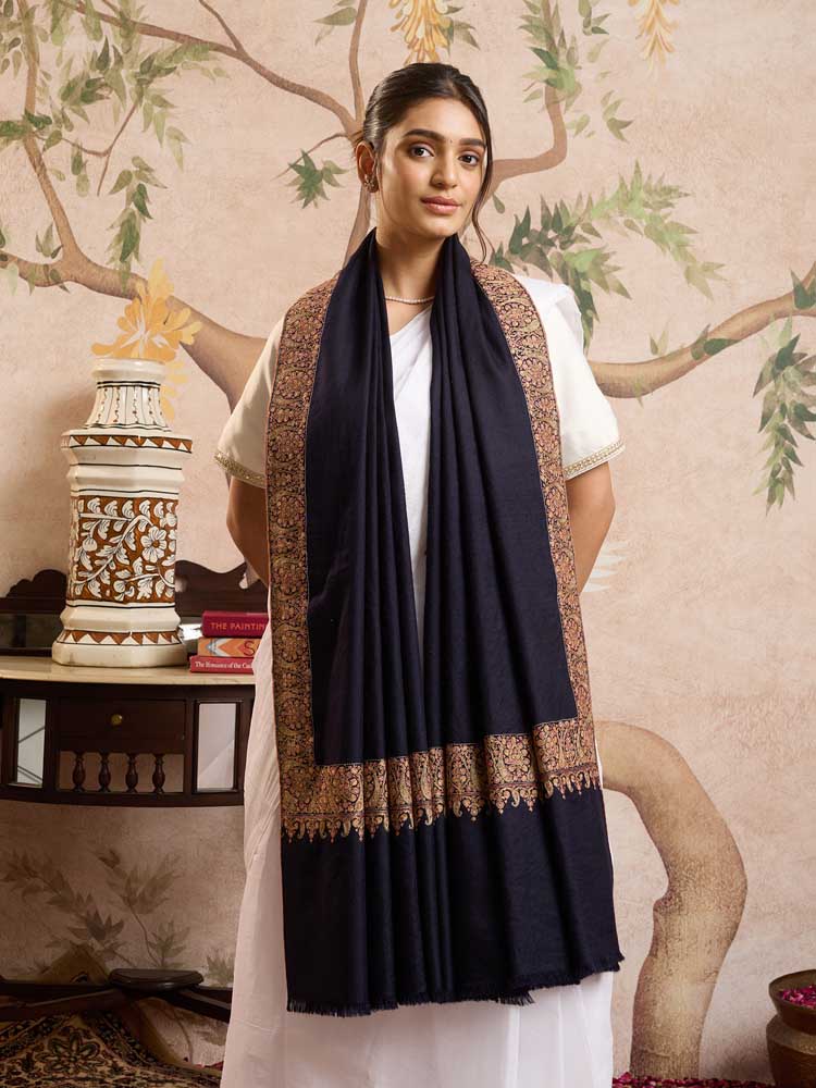 ImageHandloom Pashmina Baledaar Shawl – Eclipse Black