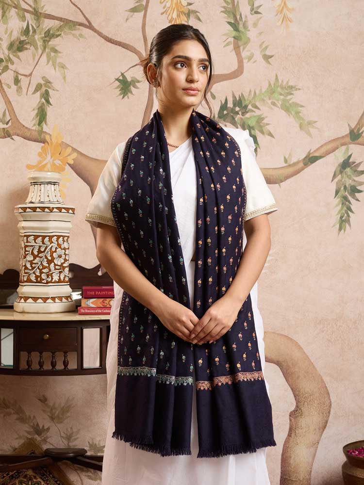 ImageMach Buti Aksi Pashmina Stole – Neelam Navy