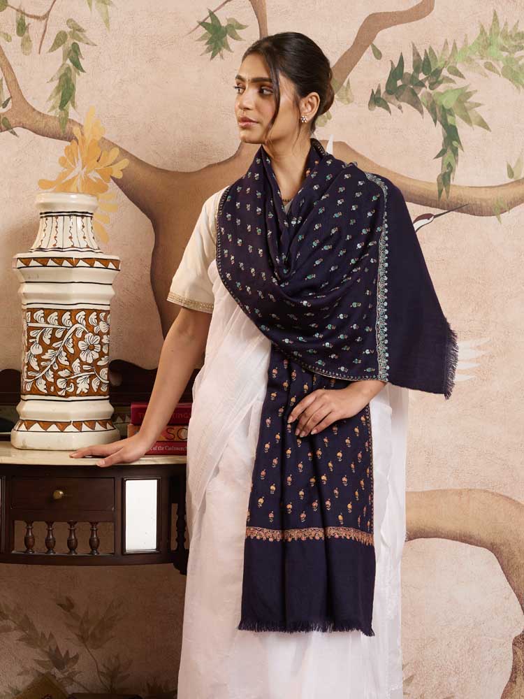 ImageMach Buti Aksi Pashmina Stole – Neelam Navy