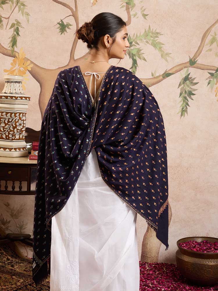 ImageMach Buti Aksi Pashmina Stole – Neelam Navy
