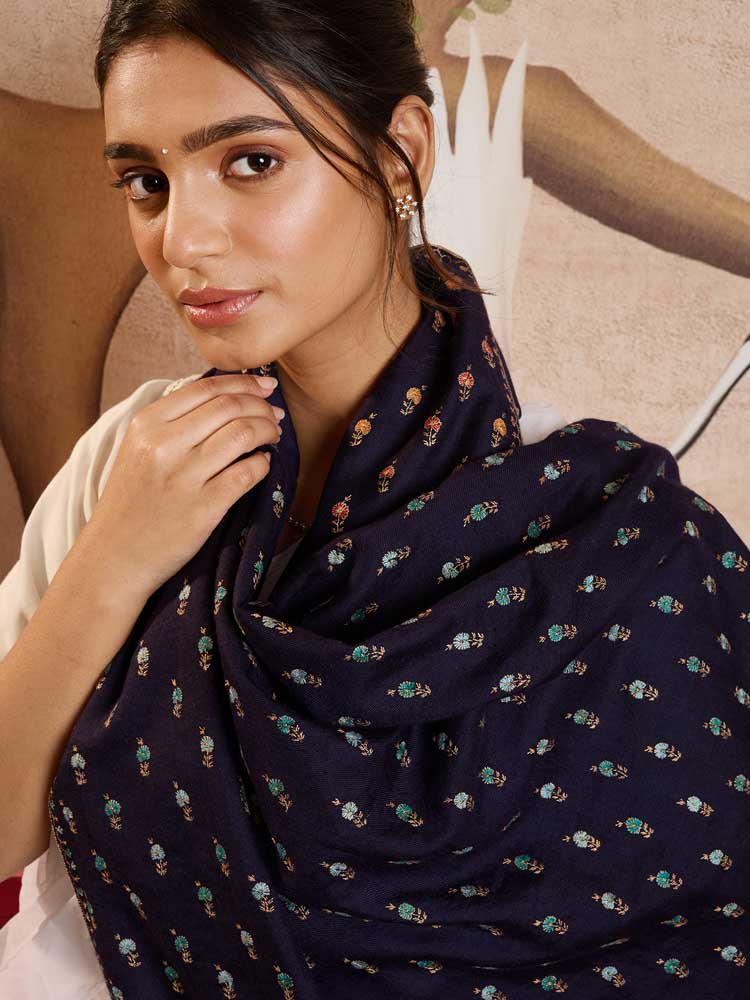 ImageMach Buti Aksi Pashmina Stole – Neelam Navy