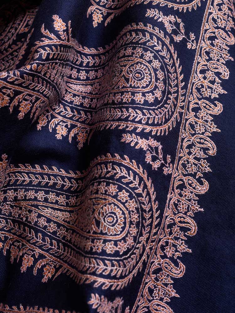 ImageKairi Paisley Handloom Pashmina Shawl – Navy, Orchid