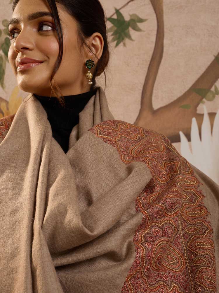 ImageResham-e-Jahan Handloom Pashmina Shawl – Natural Beige